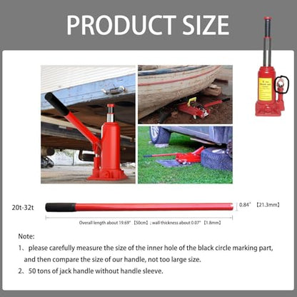 Jack Handle,Floor Hydraulic Bottle Vertical Hydraulic Car Replacement, Bottle Jack Handle with Handle Sleeve（Red，20t-32t）
