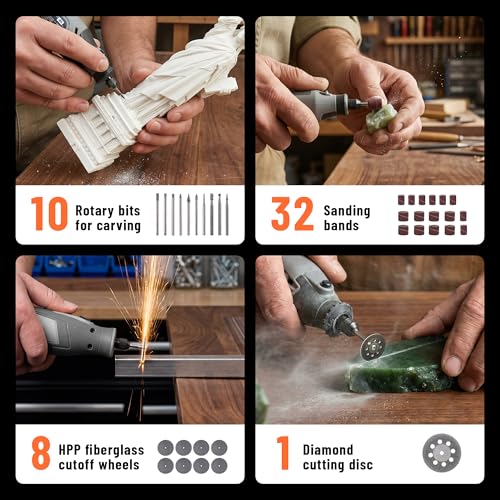 Katerk 420PCS Rotary Tool Accessories Kit Universal Drill Bit Tool Set Fits Dremel Rotary Tool 1/8" Shanks for Easy Cutting, Sanding, Polishing, Carving, Grinding, Sharpening, Drilling, Engraving