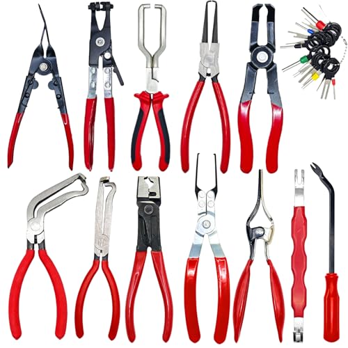 12PCS Auto Fuel Line Disconnect Tool & Electrical Disconnect Pliers Set, Trim Removal Tool & Automotive Electrical Terminal Connector Separator Removal Tool Kit, Automotive Repair Tool Kit
