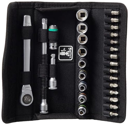 WERA 05004018001 8100 SA 8 Zyklop Metric Metal Ratchet Set with Switch Lever, 28 Piece, 1/4" Drive