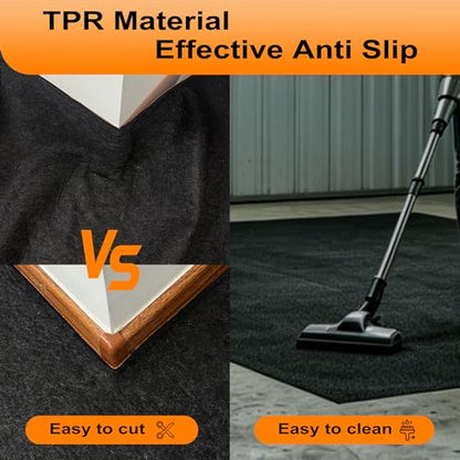 9FT × 20FT Heavy Duty 4mm/0.16’’ Thickness Oil Spill Mat Washable 850g/m² Felt Oil Drip Mat for Garage Driveway Reusable Waterproof Garage Mats for Floor Under Car Anti-slip TRP Bottom Work Mat - size: 9’ × 20’（Rectangular）