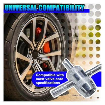 YoRise 4-Way Car Tire Valve Core Removal Tool, Multifunctional 4-in-1 Automotive Valve Stem Puller, Universal Vehicle Tire Stem Repair Wrench for Car, Bike, Bicycle, Automobile(2PCS) - size: 2PCS
