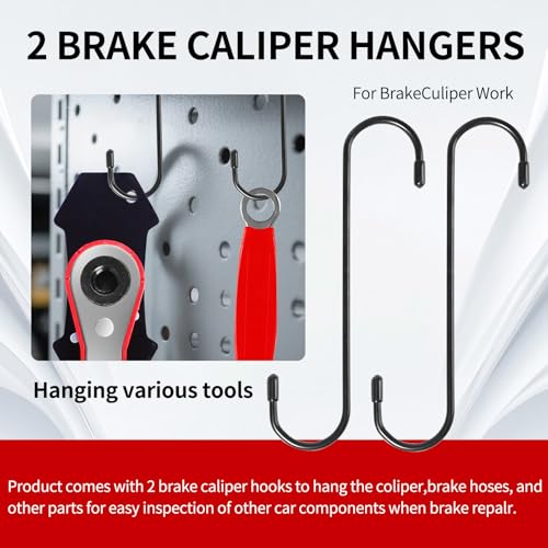 Brake Tools, Brake Caliper Compression Tool, Brake Caliper Tool, Caliper Piston Compressor Tool with 2 Heavy-Duty Caliper Hooks, Car Disc Brake Repair (Large Size red)