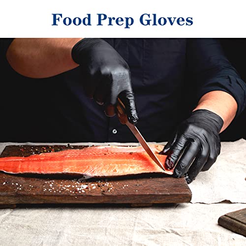 YKANG Black Disposable Nitrile Gloves,Latex Free Disposable Gloves 100 PCS,Food Safe Food Prep Cooking Gloves - color: Black, size: X-Large (Pack of 100)