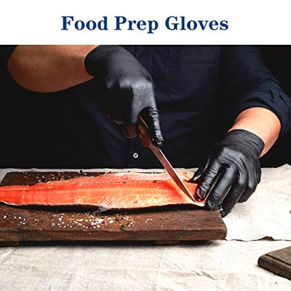 YKANG Black Disposable Nitrile Gloves,Latex Free Disposable Gloves 100 PCS,Food Safe Food Prep Cooking Gloves - color: Black, size: X-Large (Pack of 100)