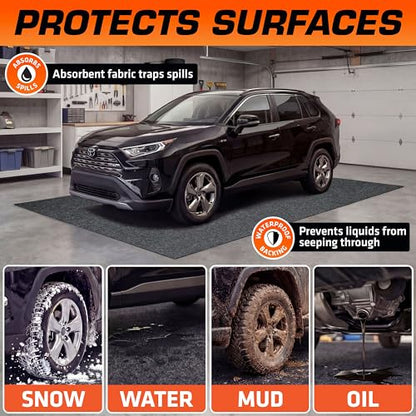 Armor All Garage Floor Mat (17' x 7'4"), Waterproof Garage Flooring, Absorbent, Premium Oil Spill Resistant Garage Pad, Durable, Protects Surfaces (Includes Double Sided Tape) (USA Made) - size: 17' x 7'4" (Rectangular)