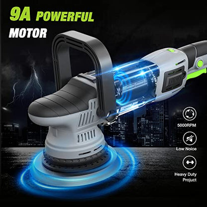Fathers Day Ideal Gifts for Dad - WORKPRO Buffer Polisher, 6-inch 1080W Dual Action Random Orbital Polish Kit for Car Detailing, 6 Variable Speed DA Polisher with Backing/Woolen/Foam Pads
