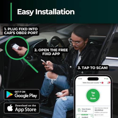 FIXD Bluetooth OBD2 Scanner - Car Diagnostic Check Engine Code Reader | 1-Pack | iPhone/Android compatible | Automotive scan tool for repairs + buying | Enhanced manufacturer data