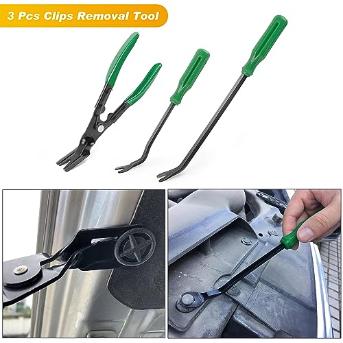 GOOACC 19Pcs Trim Removal Tool Set Panel Fastener Clips Removal Automotive Plastic Upholstery Pliers Removal Install Removal Car Tool with Storage Bag for Trim Panel Audio Clip Pliers Terminal-Green - color: Green