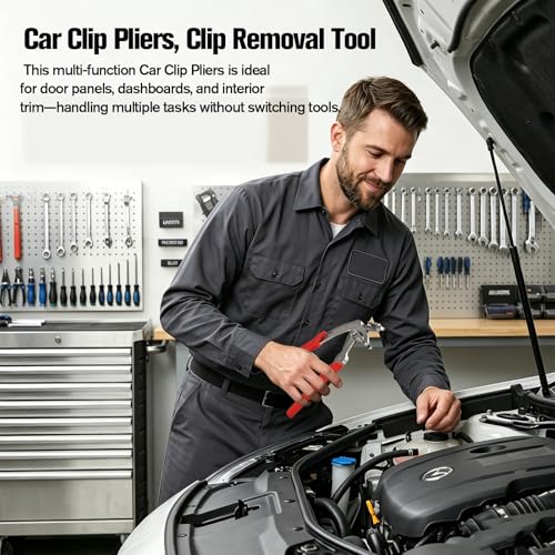 Car Clip Pliers with 40PCS Auto Fastener Clips, Panel & Trim Removal Tool Kit, Spring Loaded Clip Removal Pliers, Plastic Rivet & Push Pin Remover for Interior and Exterior Automotive Repair