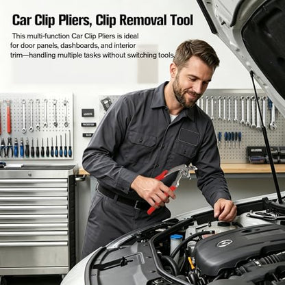 Car Clip Pliers with 40PCS Auto Fastener Clips, Panel & Trim Removal Tool Kit, Spring Loaded Clip Removal Pliers, Plastic Rivet & Push Pin Remover for Interior and Exterior Automotive Repair