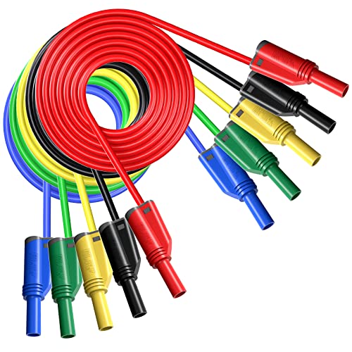 Goupchn 5PCS 4mm Safety Shrouded Banana Plug Silicone Test Leads | Fully Insulated, Stackable Banana Plug, Soft Wire Extension Cable, Five Colors For Multimeter - color: Five Colors, size: Test Leads