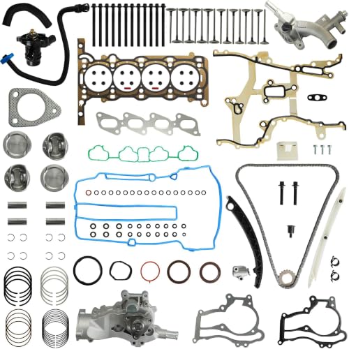 1.4 Engine Rebuild Kit Timing Chain Kit Head Gasket Bolt Set & Water Pump Thermostat Set Piston & Rings Fit for Buick Encore Cadillac ELR Chevrolet Sonic Cruze Trax Volt 1.4L L4 2011-2016