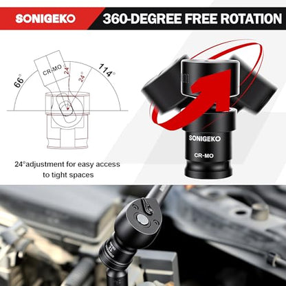 20-Piece 3/8" Drive Impact Swivel Socket Set, CR-Mo, Metric Universal Joint Socket 8mm-22mm, 6-Point, Comes with Extension Bars, Universal Joint, 1/2" to 3/8" & 1/4" to 3/8" Reducer Adapters - size: 20 PCS, 3/8" Socket set, Swivel