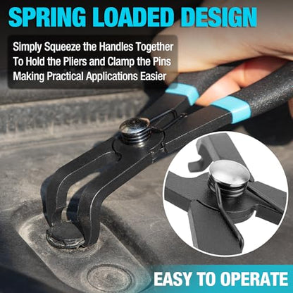 DURATECH Push Pin Pliers Set with 30 Degree and 80 Degree Offset Jaws | 2-Piece Rivet Removal Tool, Spring Loaded, Plastic Spraying, Remove Trim Plastic Fasteners, Rivets, Clips
