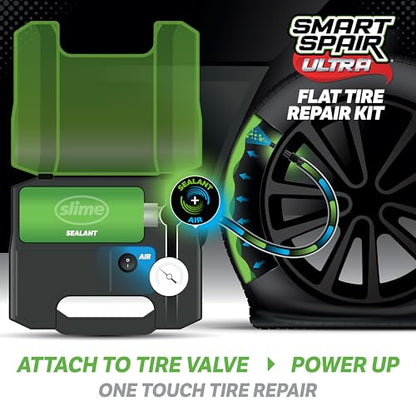 Slime 50159 Flat Tire Repair Kit, Smart Spair Ultra, All-in-one Solution, Repairs and Inflates, Truck/SUV, 15 Min Fix - size: Truck/SUV