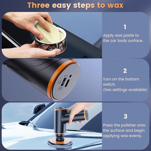 Cordless Car Buffer Polisher Kit, Dual Action Random Orbital Polisher for Car Detailing, 2 Variable Speeds 1700-2500RPM, Polishing Detailing & Waxing Machine for Car Boat with 2 x 2000mAh Battery