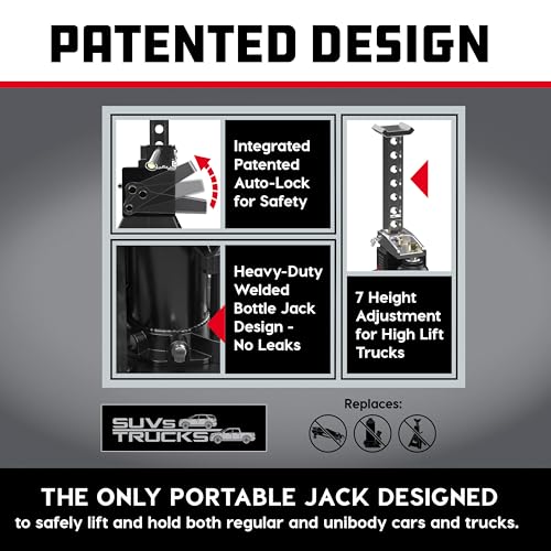 POWERBUILT 3 Ton All-in-One Hydraulic Bottle Jack and Jackstand in One, Compact, Wide Base, 11-21 Inch Range, Eliminates Jackstands, for Trucks, SUVs, RVs, Trailers, ASME, Not for Sedans - 640912 - color: green