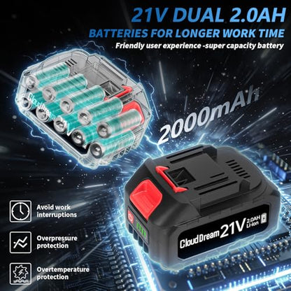 1/2 Inch Cordless Impact Wrench,900Ft-lbs (1200N.m) Brushless Electric Impact Gun,3800RPM High Torque Electric Impact Driver Kit with 2 Batteries,Fast Charger,5 Sockets,Case for Car Tires,Mower,Pickup