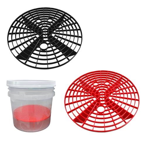 Yourkar 2 PCS Car Wash Bucket Inserts, Plastic Vehicle Wash Bucket Insert Detail Grit Trap, Auto Wash Dirt Collectors Fits 12 Inch Diameter Bucket, Universal Car Accessories (Black+Red) - color: Black+red, 2pcs