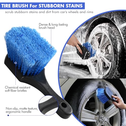 64'' Car Wash Brush with Long Handle, RV Flow-Through Wash Brush with Adjustable Handle, Anti-Scratch Plus Size Soft Car Wash Brush Mop with Hose Attachment Car Wash Kit for SUV RV Truck Boat