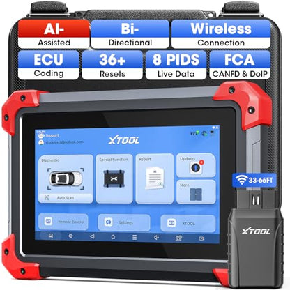 XTOOL D7BT Bidirectional Scan Tool, AI-Assisted Wireless OBD2 Scanner Diagnostic Tool, Full System Car Scanner with ECU Coding, 36+ Resets, FCA/CANFD/DoIP, Crank Sensor Relearn, 3 Years Free Updates