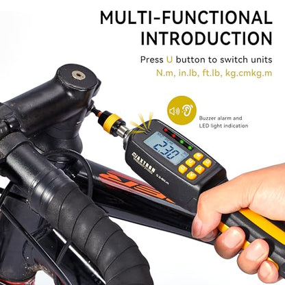Digital Torque Screwdriver with LCD Display, 1/4" Quick-Release Bit Holder, 2.6-70.8 in-lb, 38-Piece Set, ±2% Accuracy