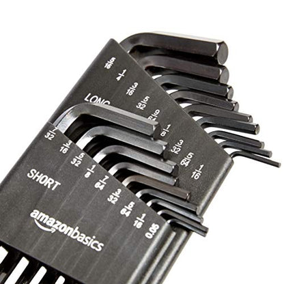 Amazon Basics 36-Piece Allen Wrench/Hex Key Set, SAE & Metric Sizes, Chrome Vanadium Steel with Long Arm, 2 Organized Storage Cases (Pack of 10) - size: 36-Piece (Pack of 10)