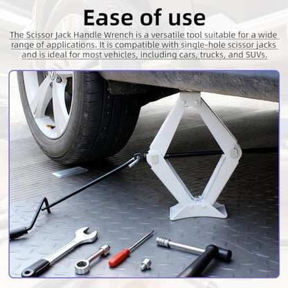 Universal Car Jack Tool Kit, Scissor Jack Handle with Lug Wrench | Tire Wheel Lug Wrench for Travel/Truck/Vans, with Storage Bag, 360° Swivel, Roadside Emergency Car Tire Replacement