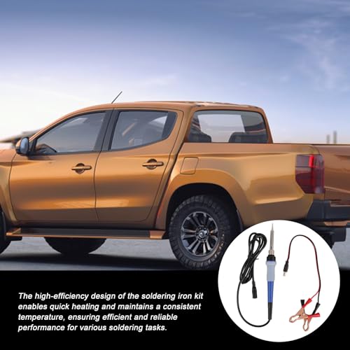 Portable Car Soldering Iron Kit 12-24v Dc with Safety Features and Consistent Temperature for Welding Repair, Includes Clip and Cable for Vehicle Use
