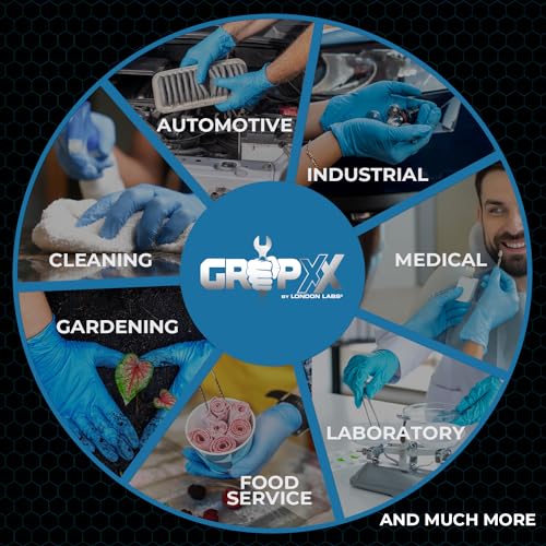 London Labs Heavy Duty 6 Mil Blue Nitrile Gloves Disposable Latex & Powder Free -Extra Stretchy Fentanyl Safe |Medical,First Aid Kit,EMT|Food Safe Rubber Gloves for Cooking & Cleaning| Pack of (100) - size: Medium, style: 100 Count