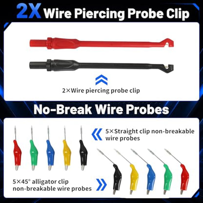 104PCS Automotive Circuit Test Leads Kit, Multimeter & Oscilloscope Probe Kit with Alligator Clips, Banana Plugs, SRS Connector & Carrying Case for Vehicle/Electrical Diagnostics - size: 104 PCS