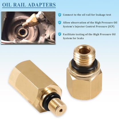 Bonbo 6.0 IPR Valve Socket & Oil Rail Adapters Kit & 6.0 High Pressure Oil Pump IPR Valve Air Test Fitting Tool with Seal Kit, Fits for Ford 6.0L Powerstroke Diesel Engine (8 Pack) - size: 8PCS Set