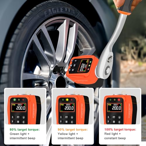 ATsafepro Digital Torque Adapter – 7-147 Ft-Lb, Converts Any 1/2" Ratchet Tool to Torque Wrench, 3/8" & 1/4" Adapters, ±2% Accuracy, Buzzer & LED Alerts, for Motorcycles, Bike & Versatile DIY Use - style: 1/2-Inch 7-147 Ft-Lb