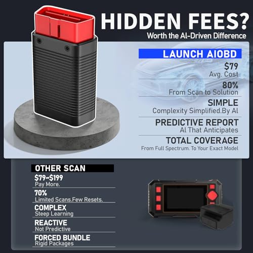 LAUNCH AIOBD Bluetooth OBD2 AI Car Diagnostic Scanner | Free Engine Diagnostics, AI Code Explain, Supports iOS & Android, Fits 1996+ Cars