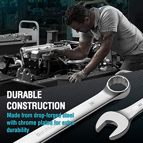 DURATECH Long Pattern Combination Wrench Set, Metric, 5-Piece, 23-30mm, 12 Point, CR-V Steel, with Pouch - size: Metric(23 to 30mm)