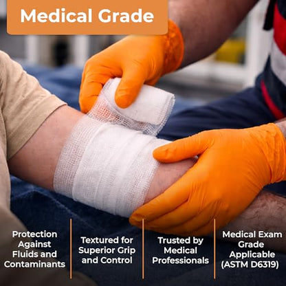 ASAP Nitrile Gloves Disposable Latex Free - 4 Mil Powder Free, Food Safe, Kitchen & Medical - Cleaning & Tattoo Supplies - color: Orange, size: X-Large