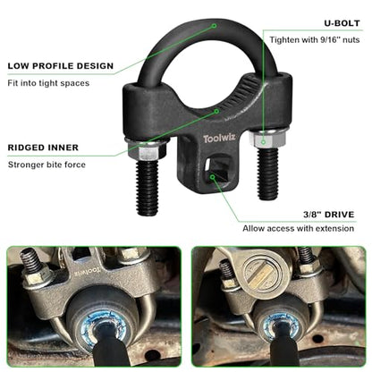Toolwiz 3/8'' Universal Low Profile Tool + 1/2'' Inner Tie Rod Hex Wrench | Inner Tie Rod Removal Tool Kit, 2pcs, for Car Truck Vehicle Motorcycle, Compatible with Mercedes Benz BMW Toyota Honda Ford