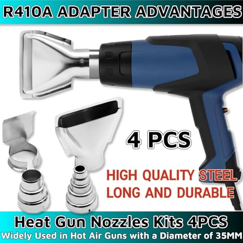 Heat Gun Nozzles Kit 4 Pcs，35mm Bottom Soldering Gun Kit Soldering Accessories Heat Gun Attachments Stainless Steel Reflector Heat Resisting for Most Hot Air Gun Soldering Station Nozzle Tool
