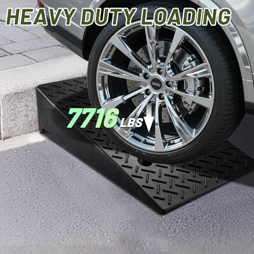 2 Pack Rubber Curb Ramps Driveway ramp, 8" H,19.7" L,31.5" W, Heavy Loading (7714LB)/3.5Ton Capacity, shed, Threshold, Motorcycle, Loading, Bikes, Wheelchairs Ramps - size: 8" Rise
