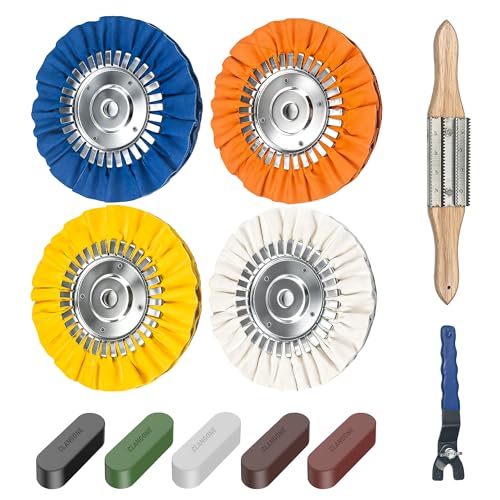 11PCS 8" Airway Buffing Wheels with Flange-Free One-Piece Hub | Flange-Free Installation | 5/8" Arbor Hole | 11mm Thickened Hub | Aluminum Polishing Kit | Mirror Finish | Angle Grinder - size: 8" Airway Buffing Wheels