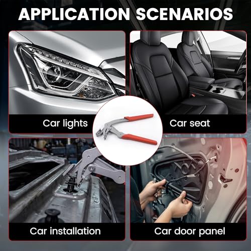 Car Clip Pliers, Professional Auto Trim Removal Tool Ergonomic Panel Clip Pliers for Automotive Plastic Fasteners, Push Pin & Door Clip Removal, Rust-Resistant Alloy Steel for Damage-Free Disassembly - color: Red