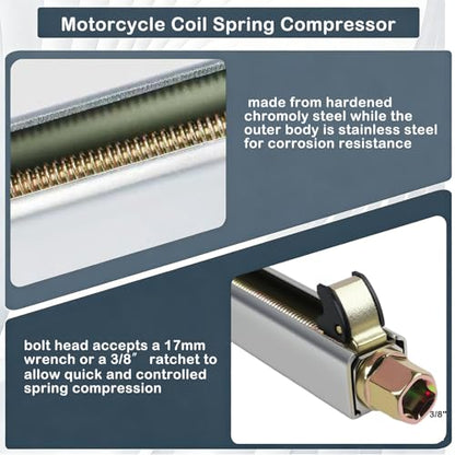 Motorcycle Bike Shock Coil Spring Compressor Tool Kit Compatible with Honda Suzuki Yamaha Kawasaki CB KZ XS GS 550 650
