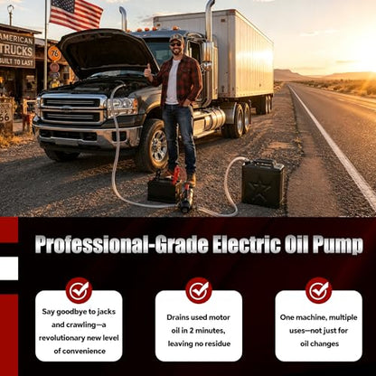 Oil Change Pump, 3.2 GPM Oil Extractor Pump 24V 100W Oil Transfer Pump Includes 10FT Steel Wire Hose, Portable Handle Design, Suitable for Engine Oil, Transmission Oil - color: Pump+Hose