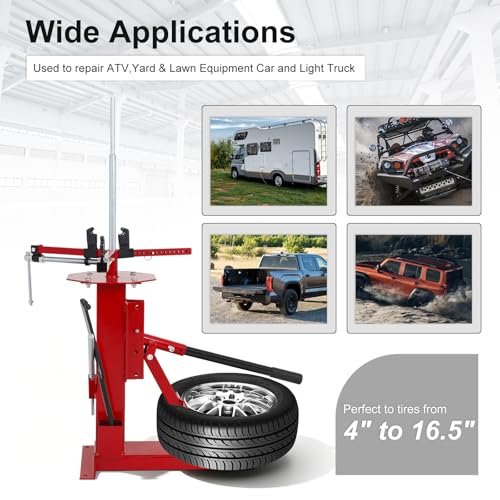 Multi Manual Tire Changer,Portable Tire Changer Machine Hand Bead Breaker Mounting Tool for 4" to 16.5" Tires,Heavy Duty Tire Changer for Car,Motorcycle,Truck,Home Garage and Car Beauty Shop