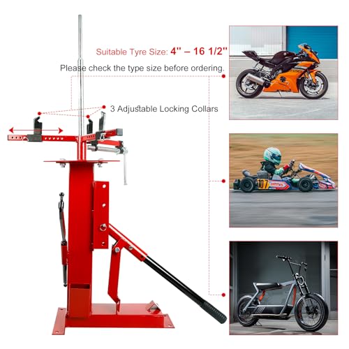 Manual Tire Changer, Portable Bead Breaker Mounting Tool for 4"-16.5" Tires | Steel Construction with Stable Base Design, Ideal for DIY Garage Maintenance, Outdoor Tire Repair and Small Vehicle Service