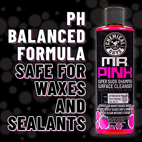 Chemical Guys, Mr. Pink pH-Balanced Car Wash Soap for Foam Cannons, 16 oz | Thick foaming suds lift dirt and grime in foam cannons, blasters or buckets, gentle on wax, sealant and ceramic - style: 16 Fl Oz
