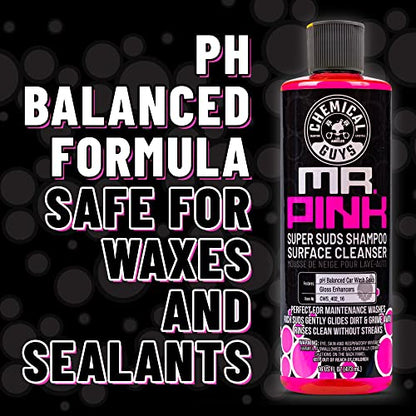 Chemical Guys, Mr. Pink pH-Balanced Car Wash Soap for Foam Cannons, 16 oz | Thick foaming suds lift dirt and grime in foam cannons, blasters or buckets, gentle on wax, sealant and ceramic - style: 16 Fl Oz