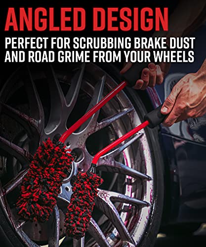 Adam's Polishes Angled Wheel Detailing Brush - Car Cleaning Wheel Brush |Use W/Wheel Cleaner, Rim Cleaner, Chrome Cleaner | Car Wash Brush Cleans Brake Dust from Barrels & Hard to Reach Areas (Large) - size: Large