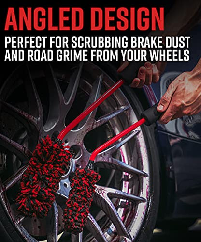Adam's Polishes Angled Wheel Detailing Brush - Car Cleaning Wheel Brush |Use W/Wheel Cleaner, Rim Cleaner, Chrome Cleaner | Car Wash Brush Cleans Brake Dust from Barrels & Hard to Reach Areas (Small) - size: Small